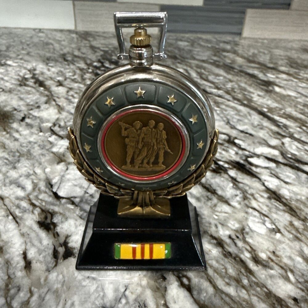 1984 Franklin Mint Vietnam Pocket Watch W/Stand